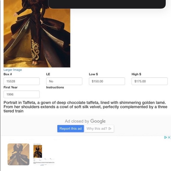 Vintage portrait in Tafetta barbie - Picture 4 of 4